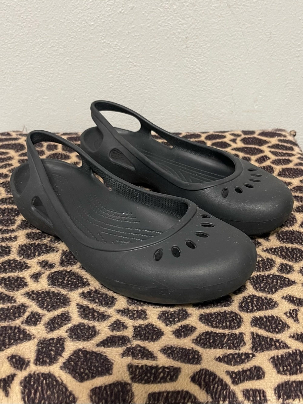 Crocs Iconic Comfort Slingback Ballet Flats Black Rubber Casual Womens 9